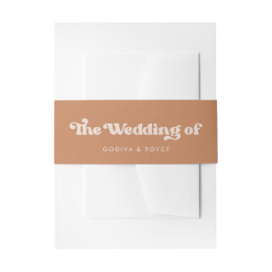 Stylish retro brown sugar wedding invitation belly band
