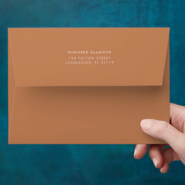 Stylish retro brown sugar wedding invitation envelope (Hand)