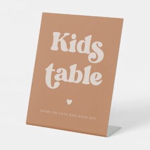 Stylish retro Brown sugar Wedding Kids table Pedestal Sign