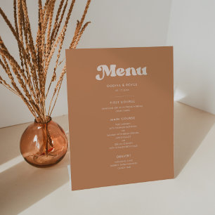 Stylish retro brown sugar wedding menu pedestal sign