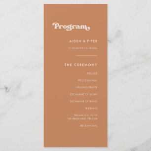 Stylish retro brown sugar wedding program programme
