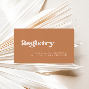 Stylish retro brown sugar wedding registry card