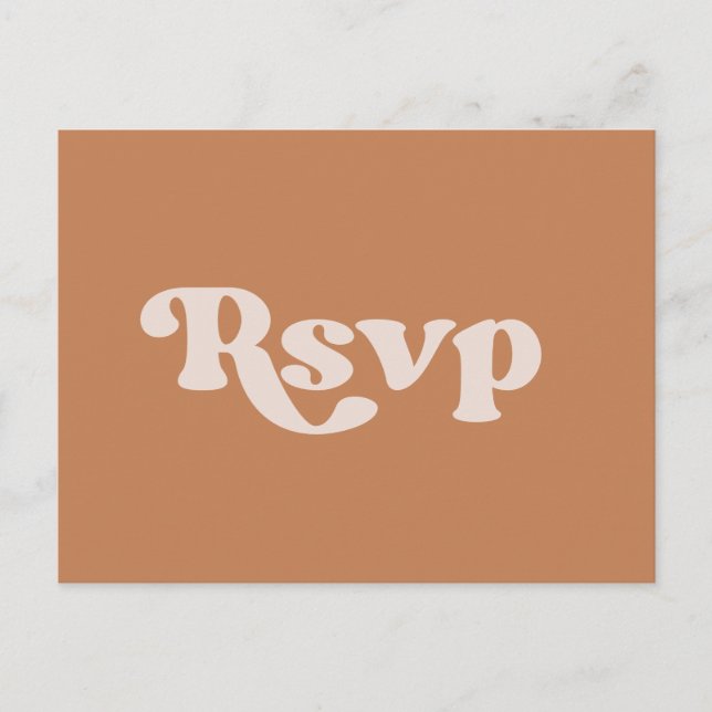 Stylish retro brown sugar wedding RSVP Postcard (Front)