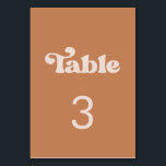 Stylish retro brown sugar wedding table number<br><div class="desc">A retro chic theme: adopt this slightly vintage and stylish typographic design for your wedding stationery,  with a burnt orange,  terracotta,  brown sugar & peach pink colour theme. Fully customisable text,  colours and backgrounds.</div>