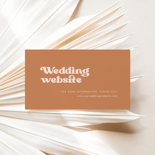 Stylish retro brown sugar wedding website enclosure card (Creator Uploaded)