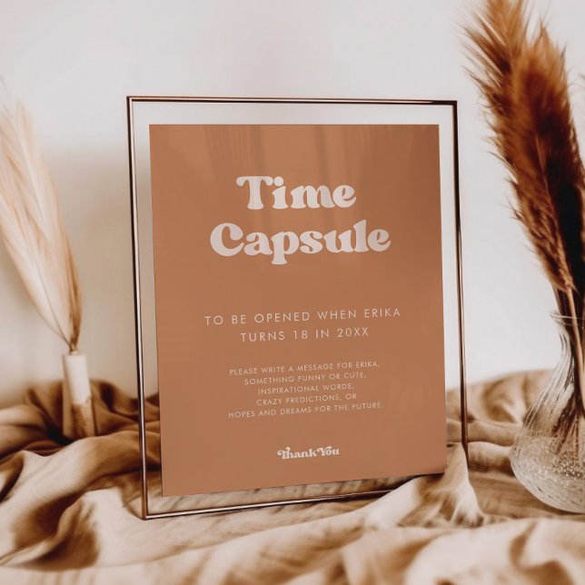 Stylish retro Brown Time capsule 1st Birthday sign (Creator Uploaded)