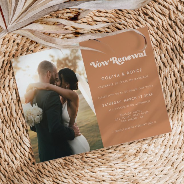 Stylish retro Brown We still do Vow renewal photo Invitation (Creator Uploaded)