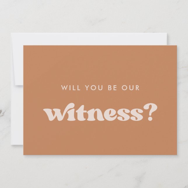 Stylish retro Brown Will you be our witness card (Front)