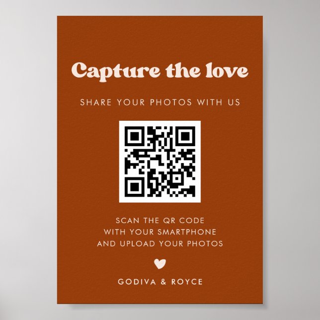 Stylish retro Burnt Orange Capture the love sign (Front)