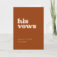 Stylish retro Burnt Orange His vows wedding vows