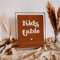 Stylish retro Burnt Orange Wedding Kids Table