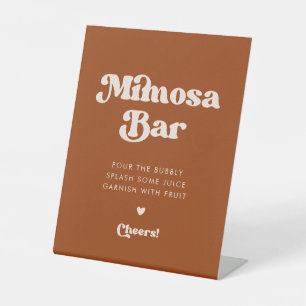 Stylish retro Burnt Orange Wedding Mimosa bar Pedestal Sign