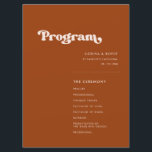 Stylish retro burnt orange wedding programme<br><div class="desc">A retro chic theme: adopt this slightly vintage and stylish typographic design for your wedding stationery,  with a burnt orange,  terracotta,  brown sugar & peach pink colour theme. Fully customisable text,  colours and backgrounds.</div>