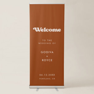 Stylish retro burnt orange Welcome to our wedding Retractable Banner