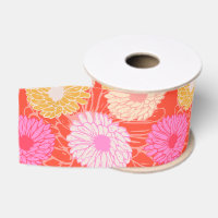 Stylish Retro Dahlia Floral Pattern Red Pink