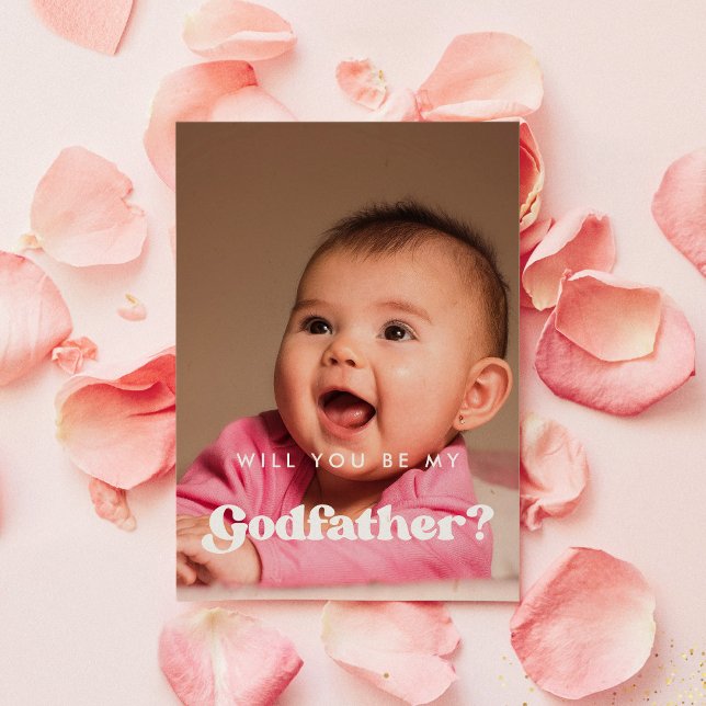 Stylish retro Godfather proposal photo card (Creator Uploaded)
