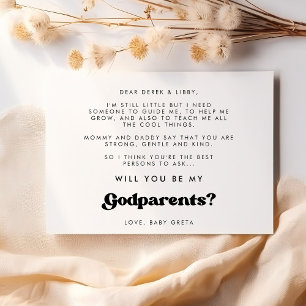 Stylish retro Godparent proposal card