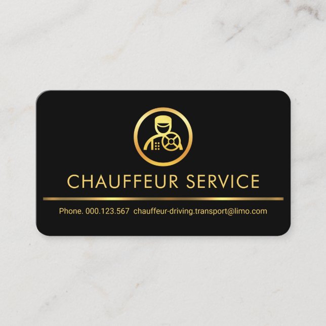 Stylish Retro Gold Chauffeur Driver Taxi Cab Business Card (Front)