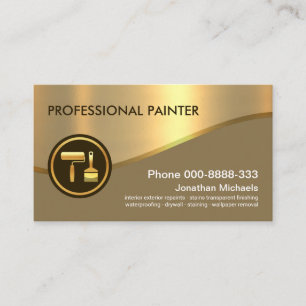 Stylish Retro Gold Cover Gold Wave Painter Business Card