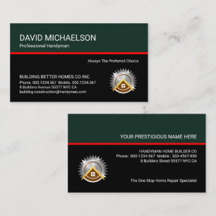Stylish Retro Green Black Handyman Layers Business Card