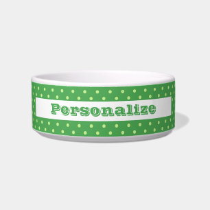 Stylish Retro Green & Lime Polka Dots For Your Pet Bowl