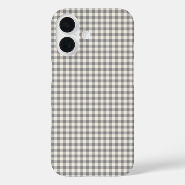 Stylish Retro Grey Gingham Plaid Pattern Case-Mate iPhone Case (Back)