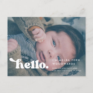 Stylish retro Hello Baby Photo Birth announcement Postcard