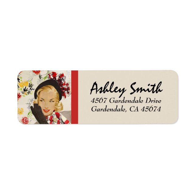 Stylish Retro Lady Return Address (Front)