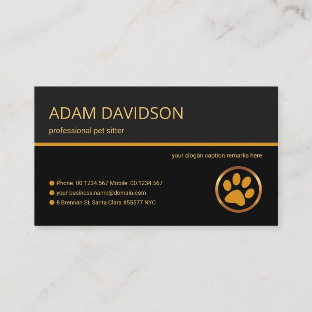 Stylish Retro Layers Brown Line Pet Sitting Business Card (Front)