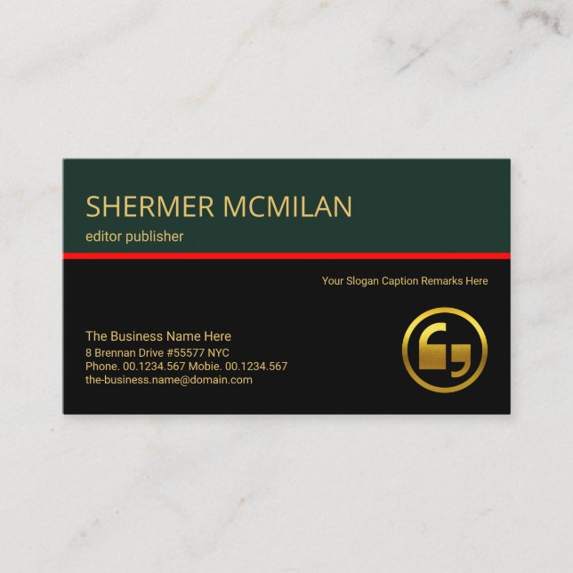 Stylish Retro Layers Red Line Editor Publisher Business Card (Front)