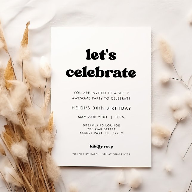 Stylish retro Let's celebrate Birthday Invitation (Creator Uploaded)