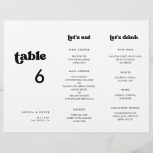 Stylish retro Menu & Table number trifold
