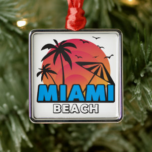 Stylish Retro Miami Beach Travel  Metal Tree Decoration