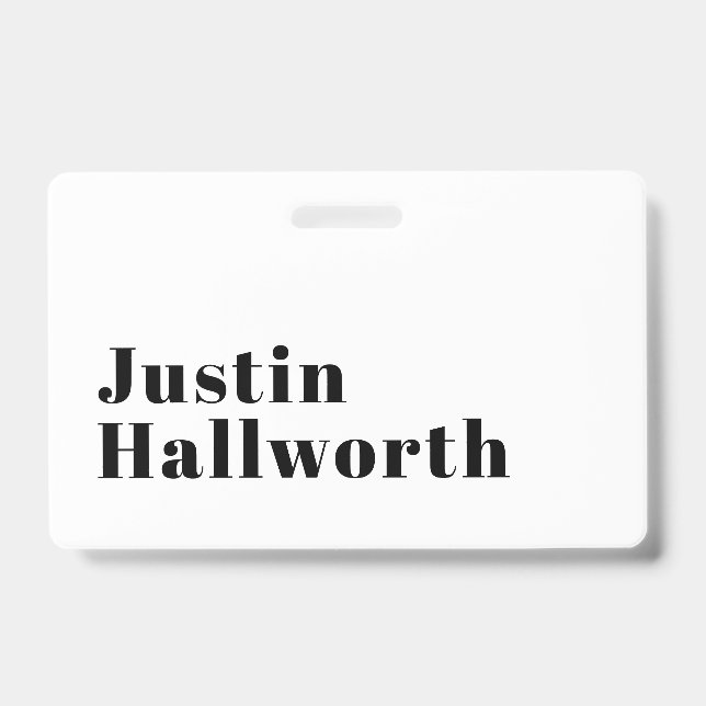 Stylish Retro Modern Lettering | Editable Black ID Badge (Front)