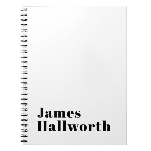 Stylish Retro Modern Lettering | Editable Black Notebook (Front)