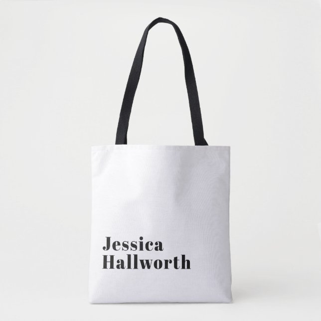 Stylish Retro Modern Lettering | Editable Black Tote Bag (Front)