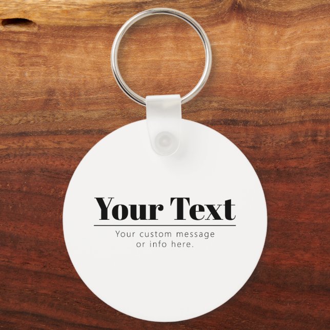 Stylish Retro-modern Text | Black & White Key Ring (Front)