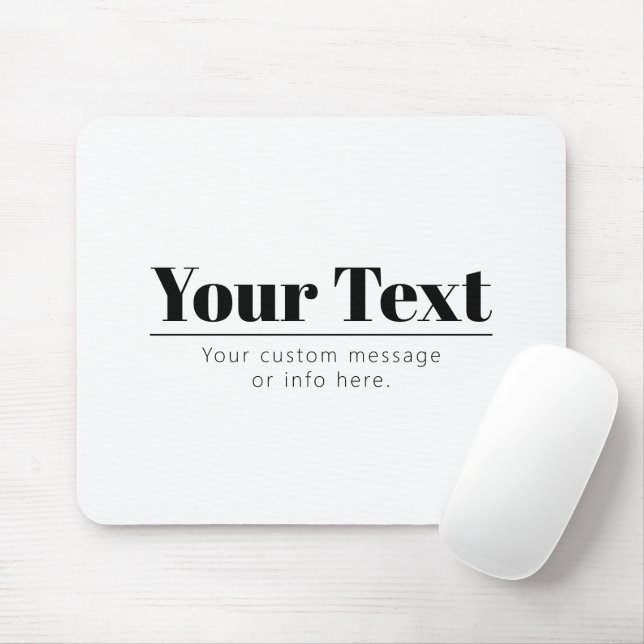 Stylish Retro-modern Text | Black & White Mouse Mat (With Mouse)