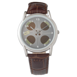 STYLISH RETRO MOVIE REEL WITH WHITE NUMBERS WATCH