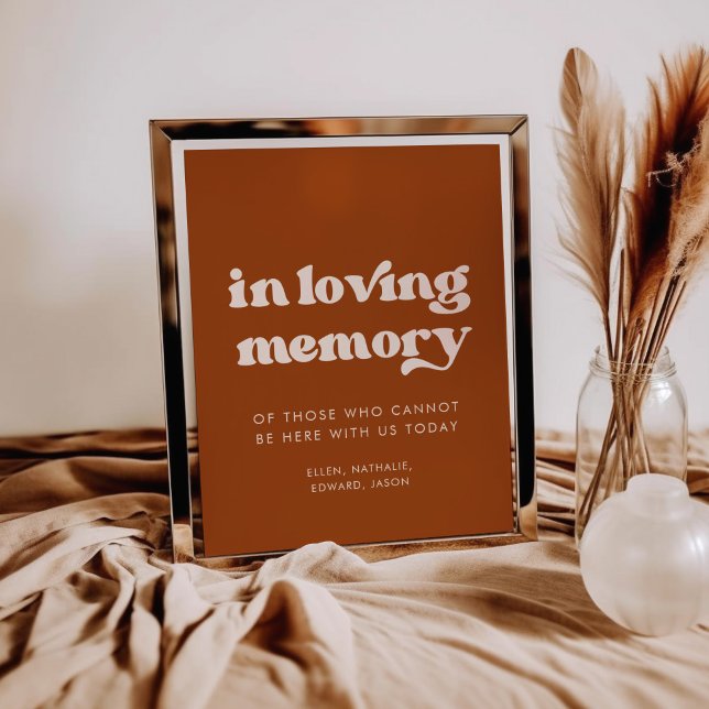 Stylish retro Orange In loving memory wedding sign (Creator Uploaded)