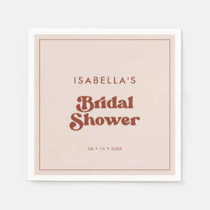 Stylish retro Peach Pink Bridal Shower Napkin