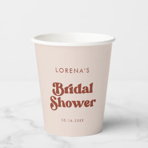Stylish retro Peach Pink Bridal Shower Paper Cups