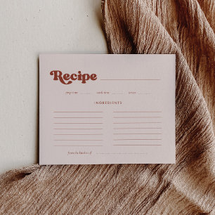 Stylish retro Peach pink Bridal shower recipe card