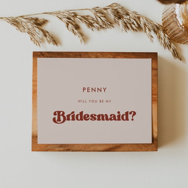 Stylish retro peach pink Bridesmaid proposal card (Creator Uploaded)