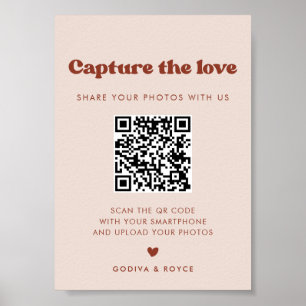 Stylish retro Peach Pink Capture the love sign