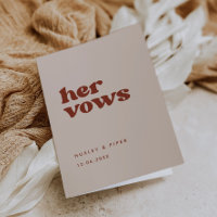 Stylish retro Peach pink Her vows wedding vows