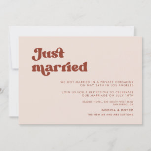 Stylish retro Peach Pink Just married card