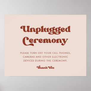 Stylish retro Peach Pink Unplugged ceremony  Poster