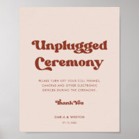 Stylish retro peach pink Unplugged ceremony