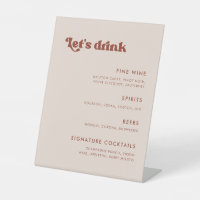 Stylish retro Peach Pink Wedding Bar menu